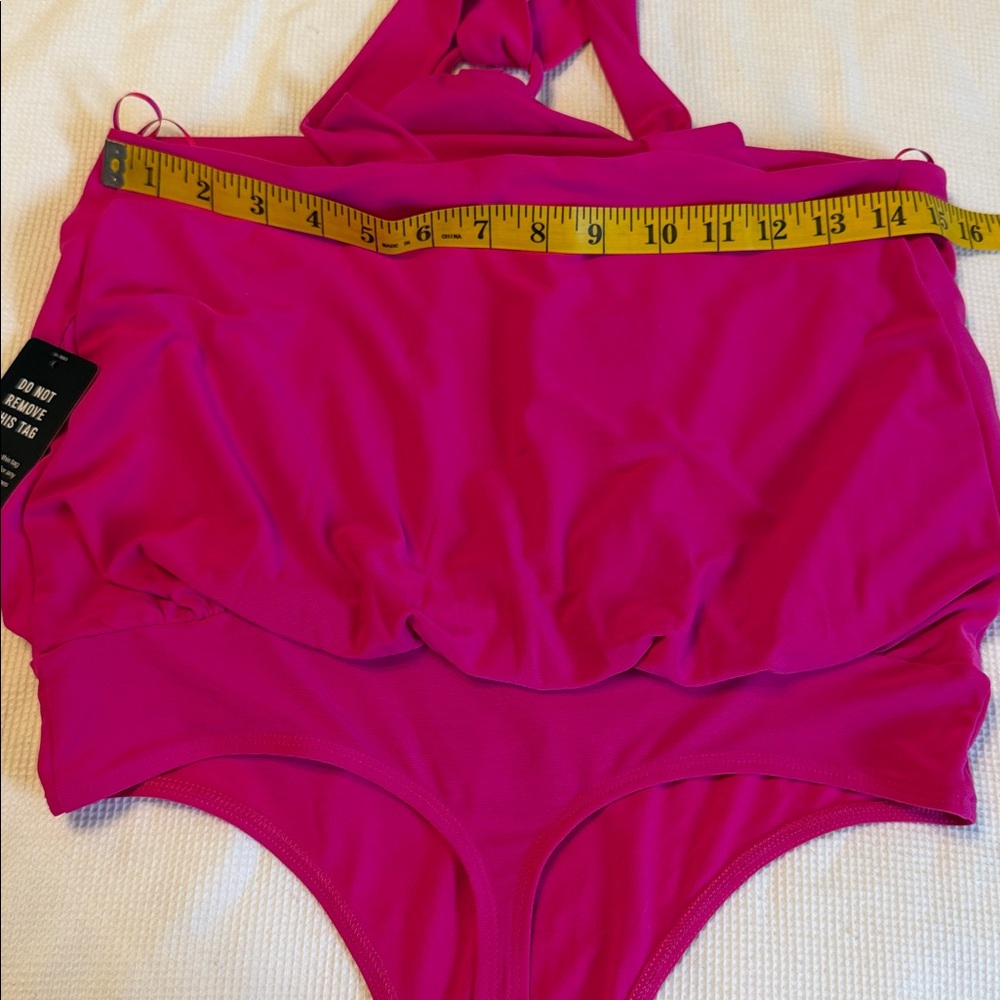 Express Skimming One Shoulder O-Ring Body Suit Fuchsia Color Size XS NWT - Picture 10 of 12